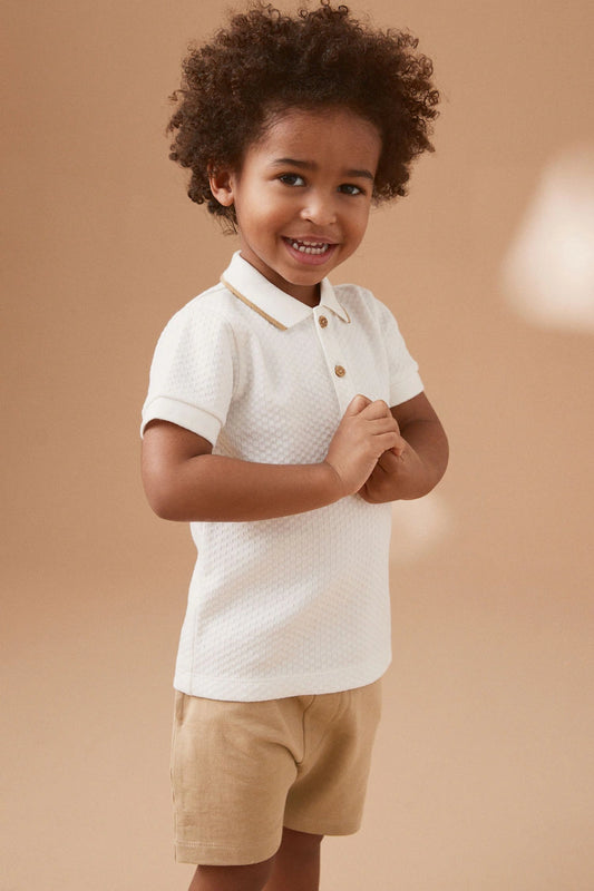 Neutral 100% Cotton Short Sleeve Polo and Shorts Set