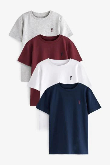 Short Sleeve Stag Embroidered T-Shirts 4 Pack