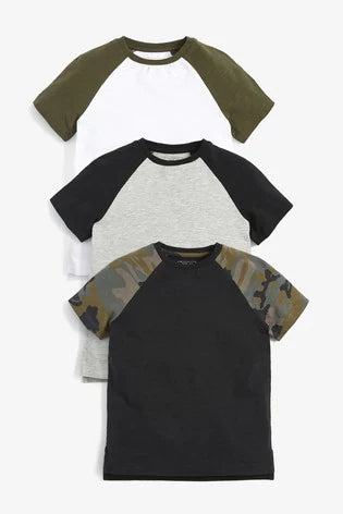Green/Black Camo 3 Pack Raglan T-Shirts