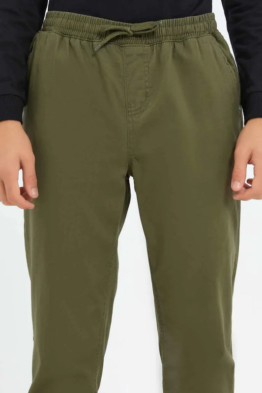 Olive Khaki straight Trousers