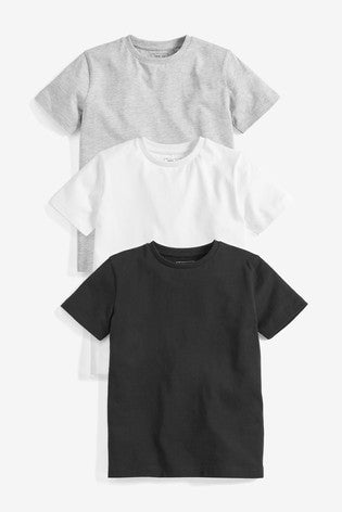 Black/White/Grey 3 Pack Short Sleeve T-Shirts