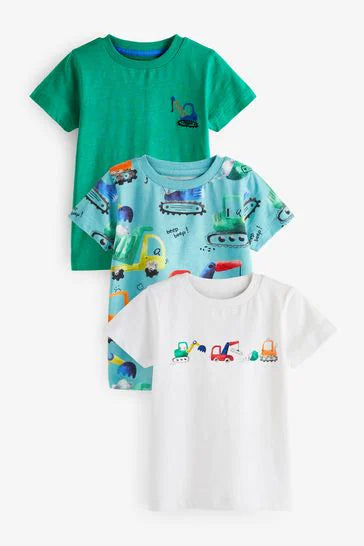 Blue/ Green Diggers Short Sleeve Character T-Shirts 3 Pack