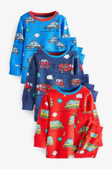 Red/ Blue Emergency transport 3 Pack Snuggle Pyjamas