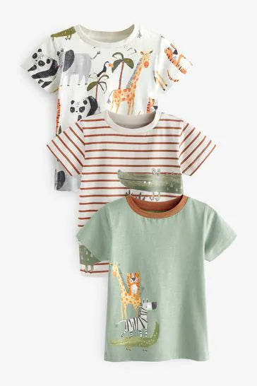 Short Sleeve Khaki Green Safari T-Shirts 3 Pack